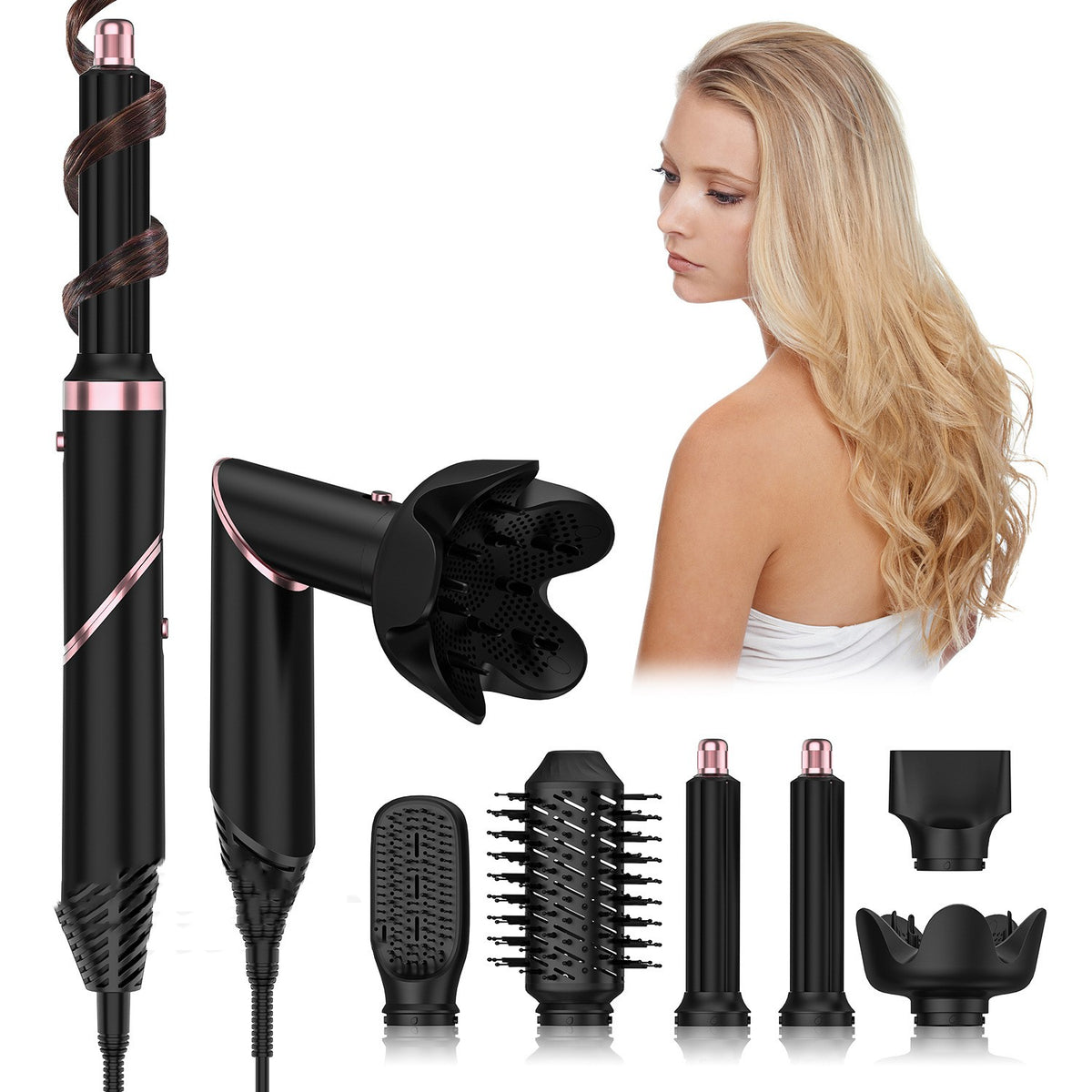 Hair dryer showing control buttons and LED display area.