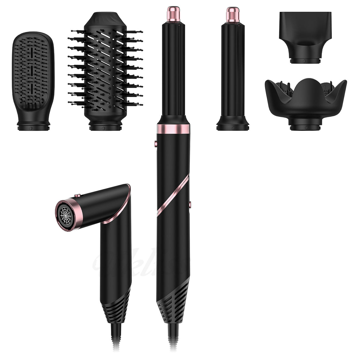 Black hair dryer shown from above, highlighting the barrel shape.