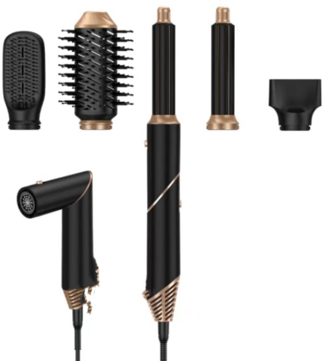Black negative-ion hair dryer, side profile showing handle and cord.